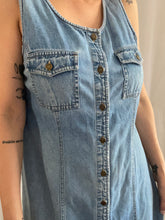 Load image into Gallery viewer, Vintage 80’s Buttons Denim’s Ankle Dress