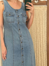 Load image into Gallery viewer, Vintage 80’s Buttons Denim’s Ankle Dress