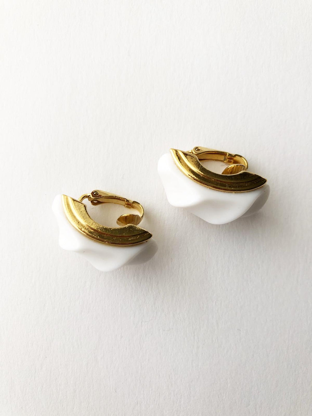 Vintage Golden and White Earrings