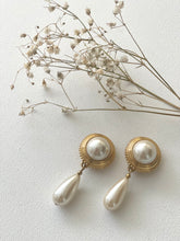 Load image into Gallery viewer, Vintage Gold Faux Pearl Drop Dangle Earrings
