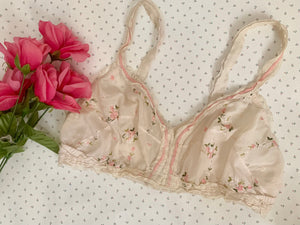 Vintage Handmade Cotton Embroidered Bralette