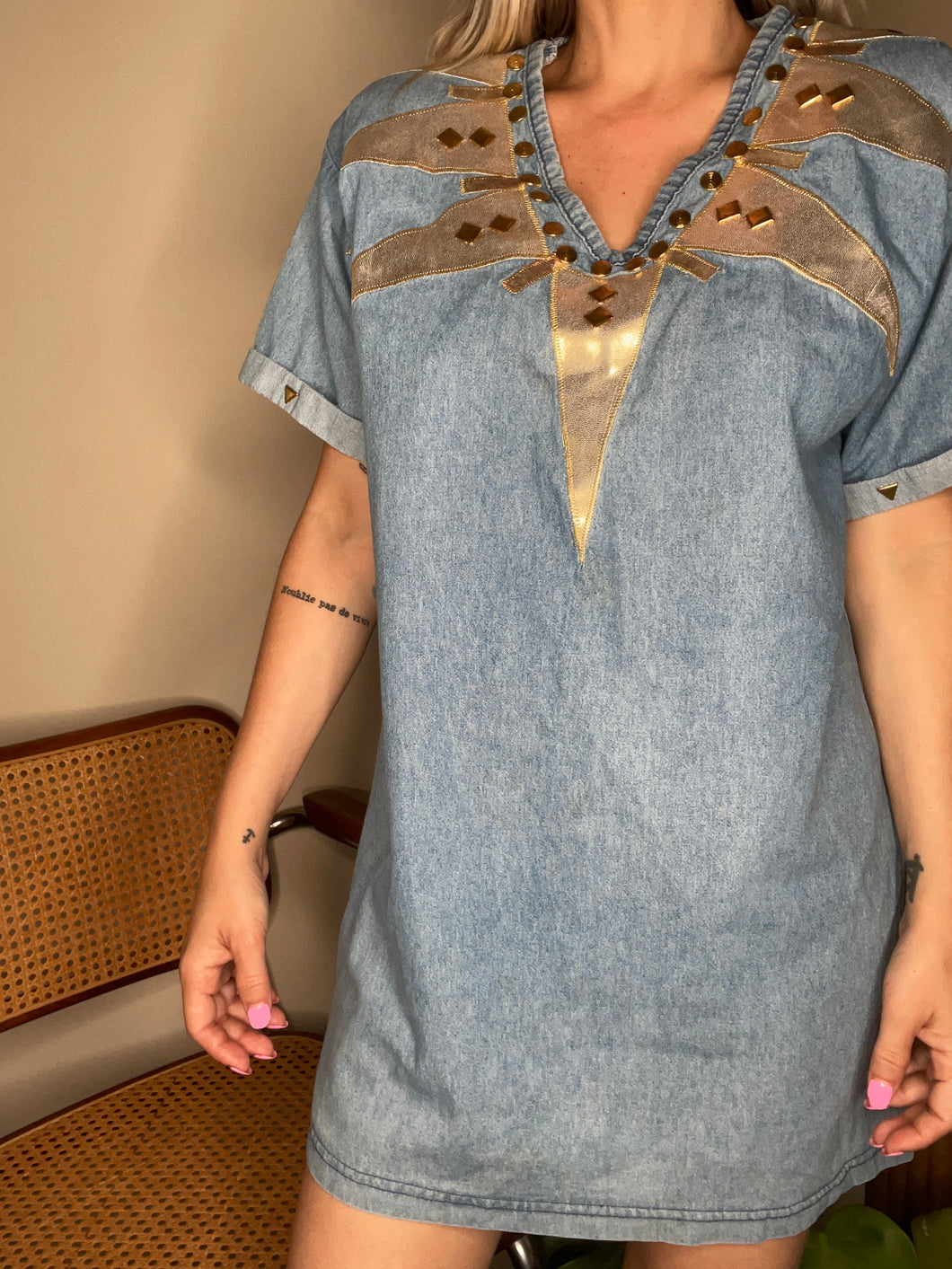 80’s Denim with Gold details blouse