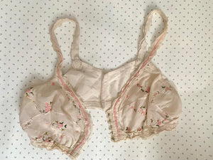 Vintage Handmade Cotton Embroidered Bralette