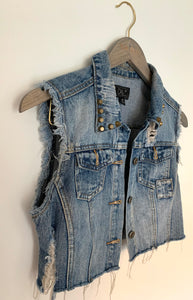 Sleeveless Short Denim Vest Jacket