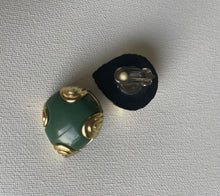 Load image into Gallery viewer, Green Clip On Vintage Earrings
