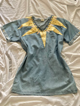 Load image into Gallery viewer, 80’s Denim with Gold details blouse
