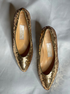 Vintage Sequin Gold Heels