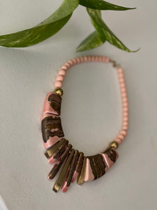 Pink and Gold Vintage Necklace