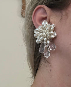 Vintage Faux Drop Pearls Earrings