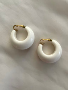 Chunky White Lucite Vintage Hoops Earrings