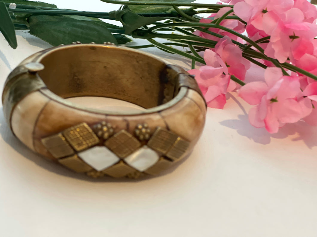 Vintage Bone Brass Bracelet