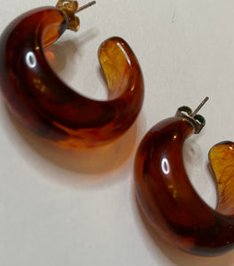 Mid Century Bakelite Root Beer Swirl Hoops