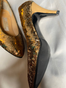 Vintage Sequin Gold Heels
