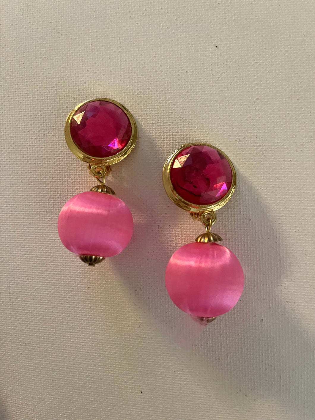 Clip On Vintage Pink Earrings