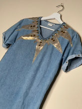 Load image into Gallery viewer, 80’s Denim with Gold details blouse
