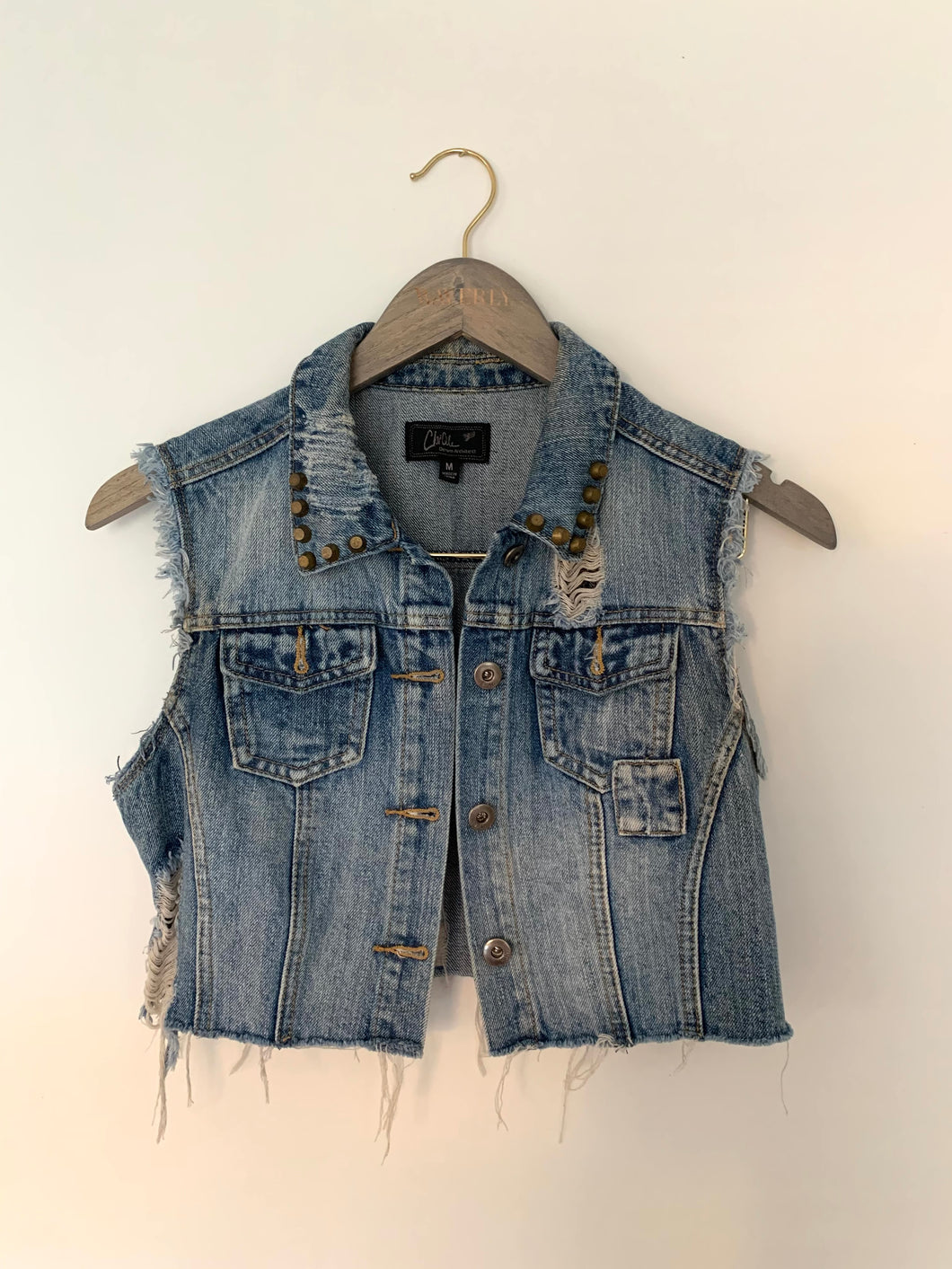 Sleeveless Short Denim Vest Jacket