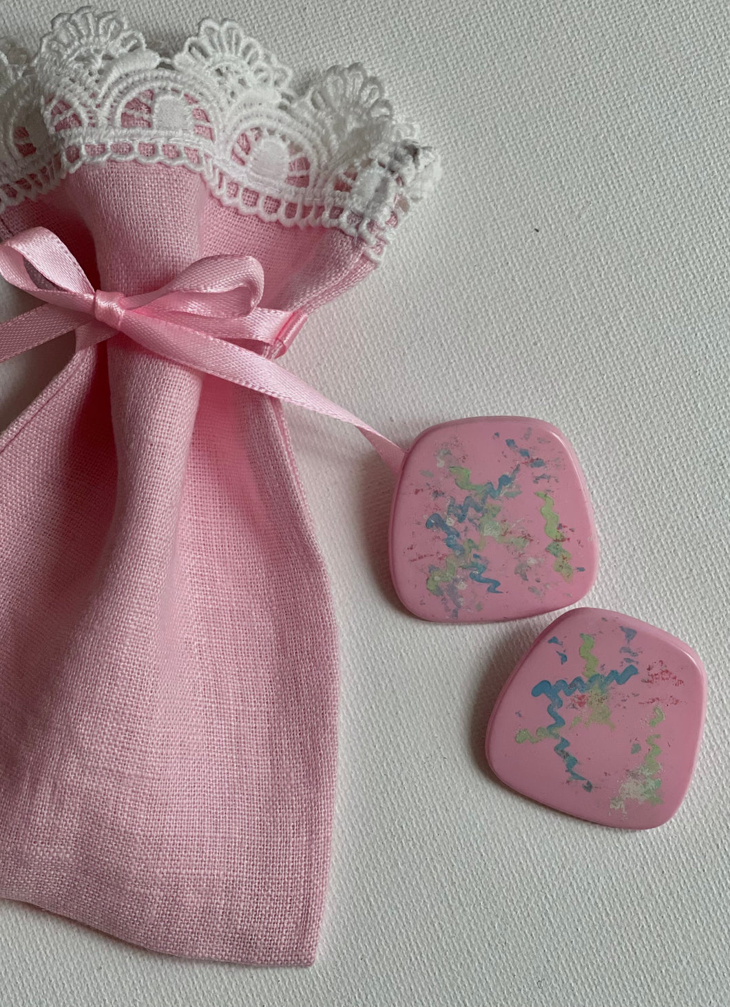 Vintage Art in Pink Earrings