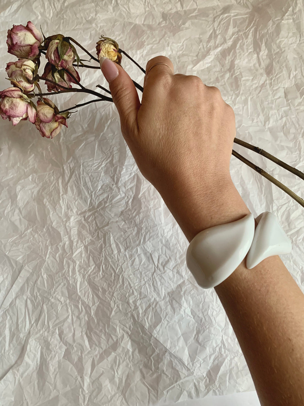 Mid Century White Lucite Bracelet