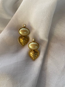 Vintage Heart Pearl Earrings