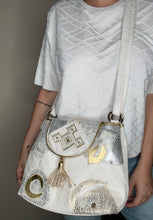 Load image into Gallery viewer, Vintage White, Gold and Silver Purse
