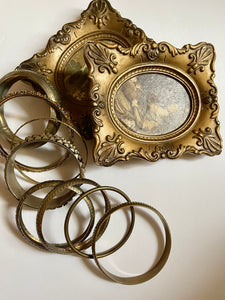 Set of 8 Vintage Brassy Gold Tone Bracelets.
