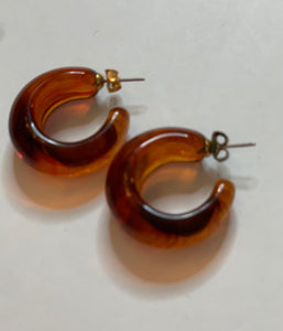 Mid Century Bakelite Root Beer Swirl Hoops