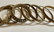 Load image into Gallery viewer, Set of 8 Vintage Brassy Gold Tone Bracelets.
