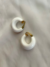Load image into Gallery viewer, Chunky White Lucite Vintage Hoops Earrings
