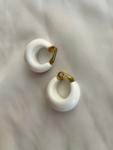 Chunky White Lucite Vintage Hoops Earrings