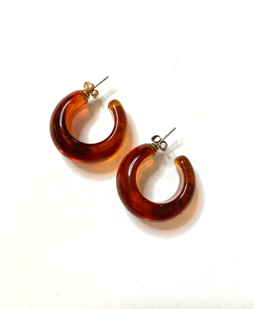 Mid Century Bakelite Root Beer Swirl Hoops