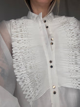 Load image into Gallery viewer, Women&#39;s White Ruffle Blouse
