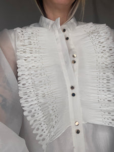 Women's White Ruffle Blouse