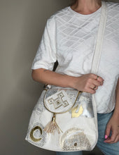Load image into Gallery viewer, Vintage White, Gold and Silver Purse
